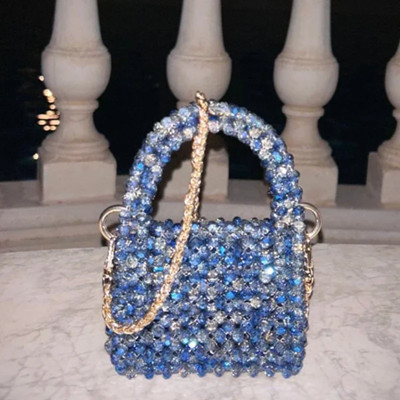 

New Square Bag Shiny Crystal Production Chain Crossbody Women's Bags Customizable Color Party Banquet Dress Handbag Hot Item