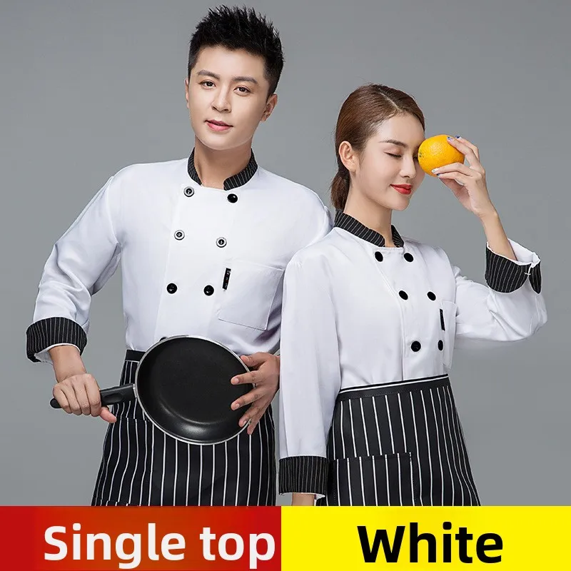 Hotel Restaurant Men's Chef Uniform Autumn Winter Thick Long Sleeve Wear-resistant Kitchen Workwear