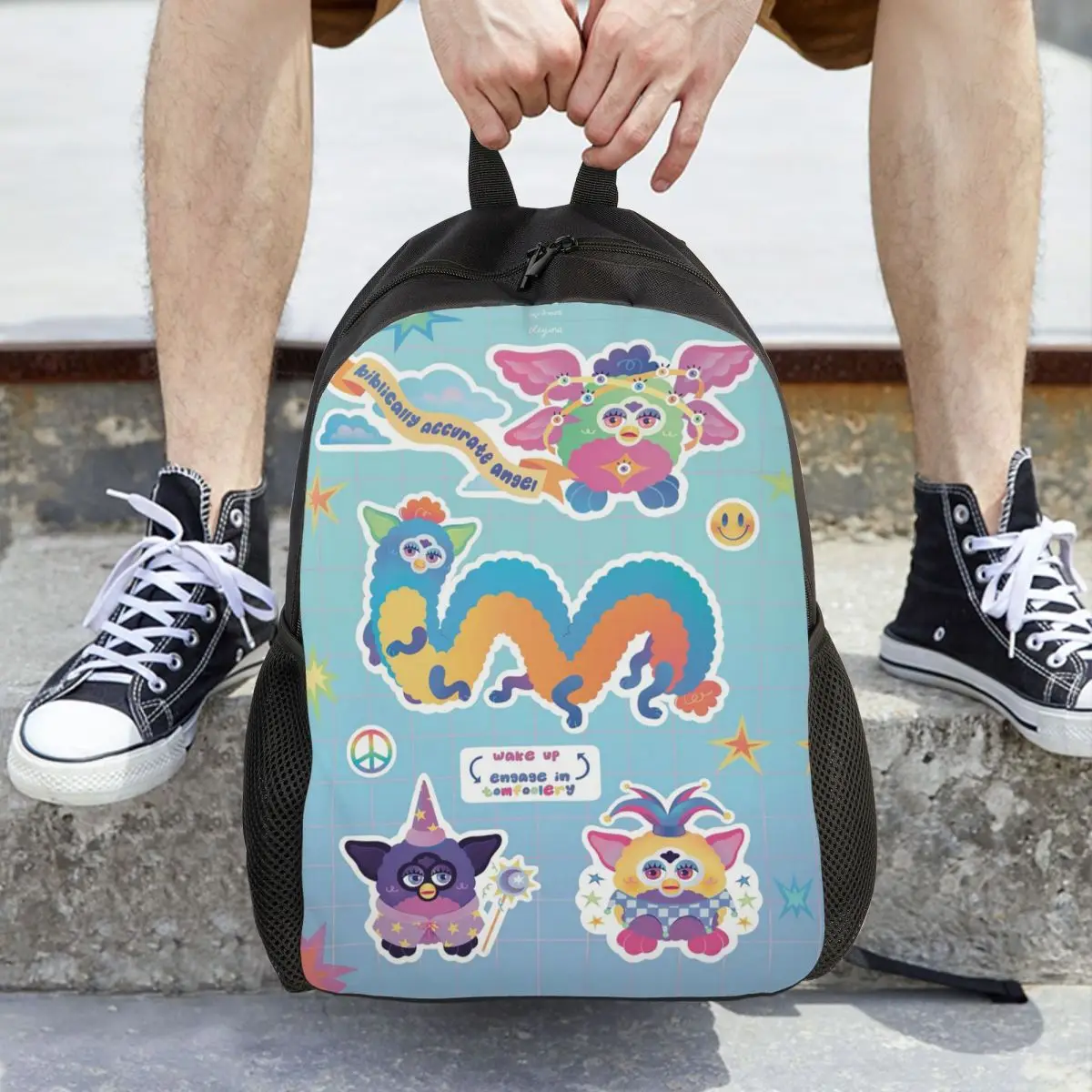 

Рюкзак с героями мультфильмов «Кошмар Фурби», Лидер продаж, рюкзак большой емкости, детская сумка для книг, школьная сумка, сумки на плечо для мужчин и женщин