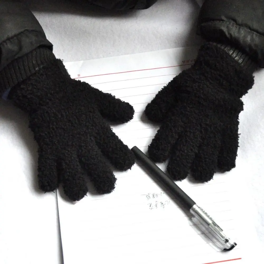 

Fashion Thicken Children Gloves Warm Solid Color Warm Mittens Plush Furry Full Finger Guantes For Boys/Girls