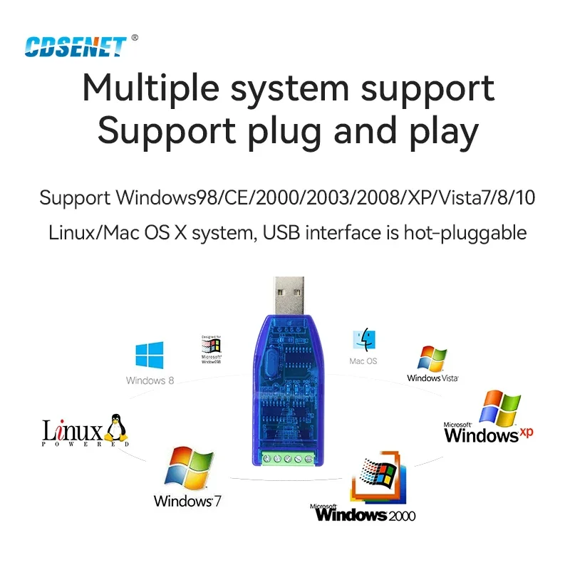 Adattatore convertitore di comunicazione da USB a RS485 RS232 modulo da USB a TTL CDSENET E810-RS-U01 la protezione TVS supporta Win8 Win10