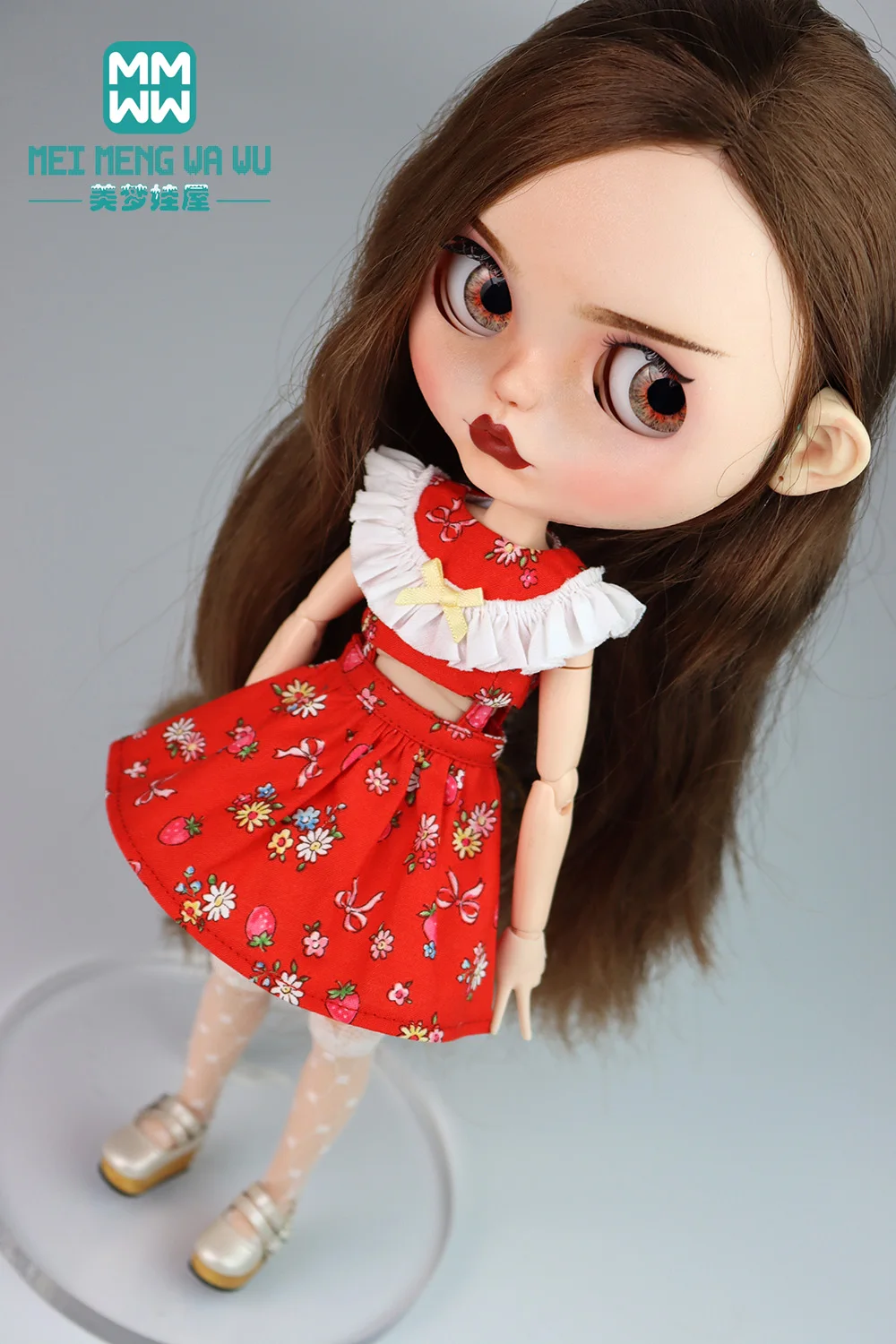 

Blyth clothes Fashion cherry strap skirt suit for 28-30cm Azone OB23 OB24 doll accessories