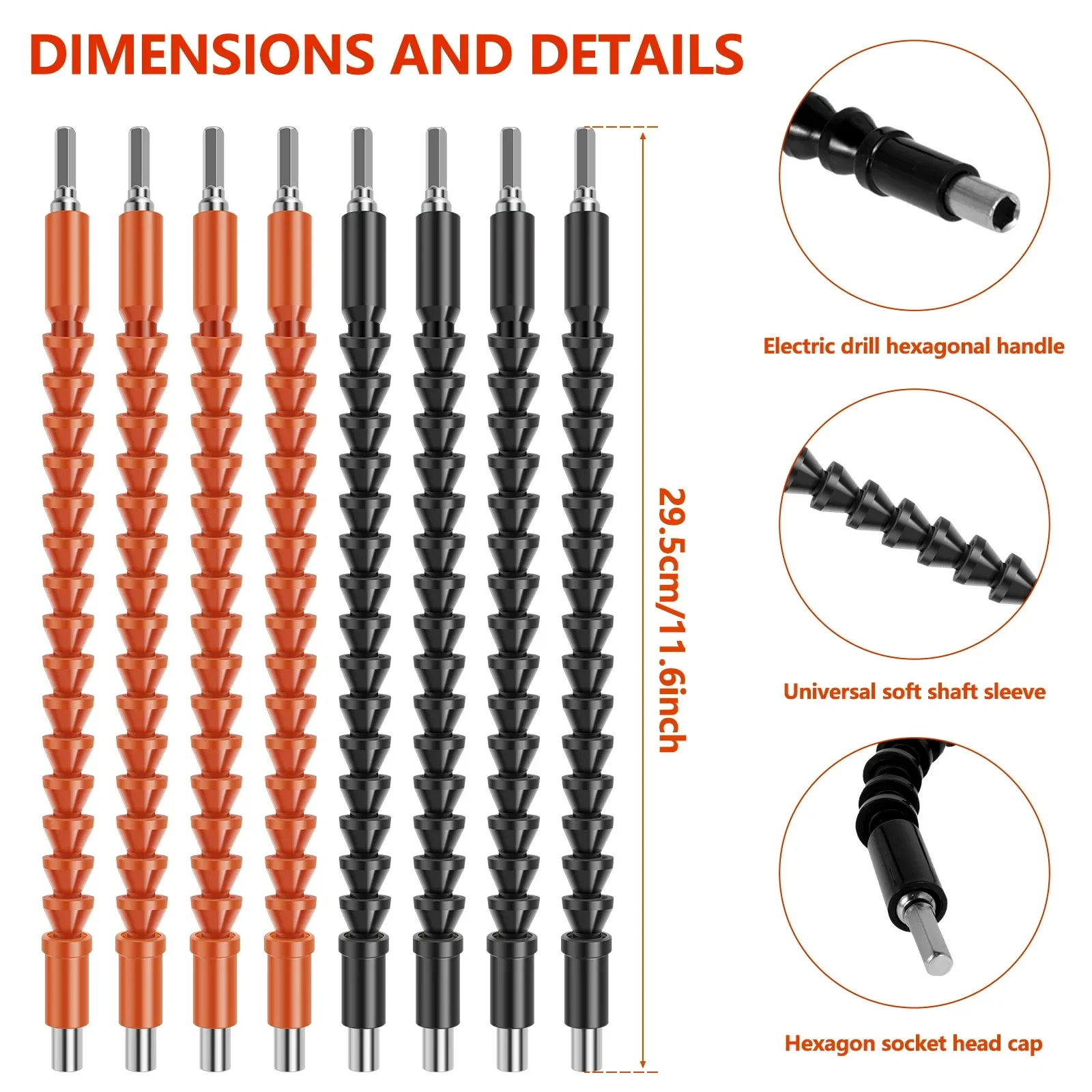 8Pcs Flexible Shaft Drill Bit Extension 1/4inch Bendable Soft Shaft Screwdriver Premium Hex Shank Bit Extender Holder Drill