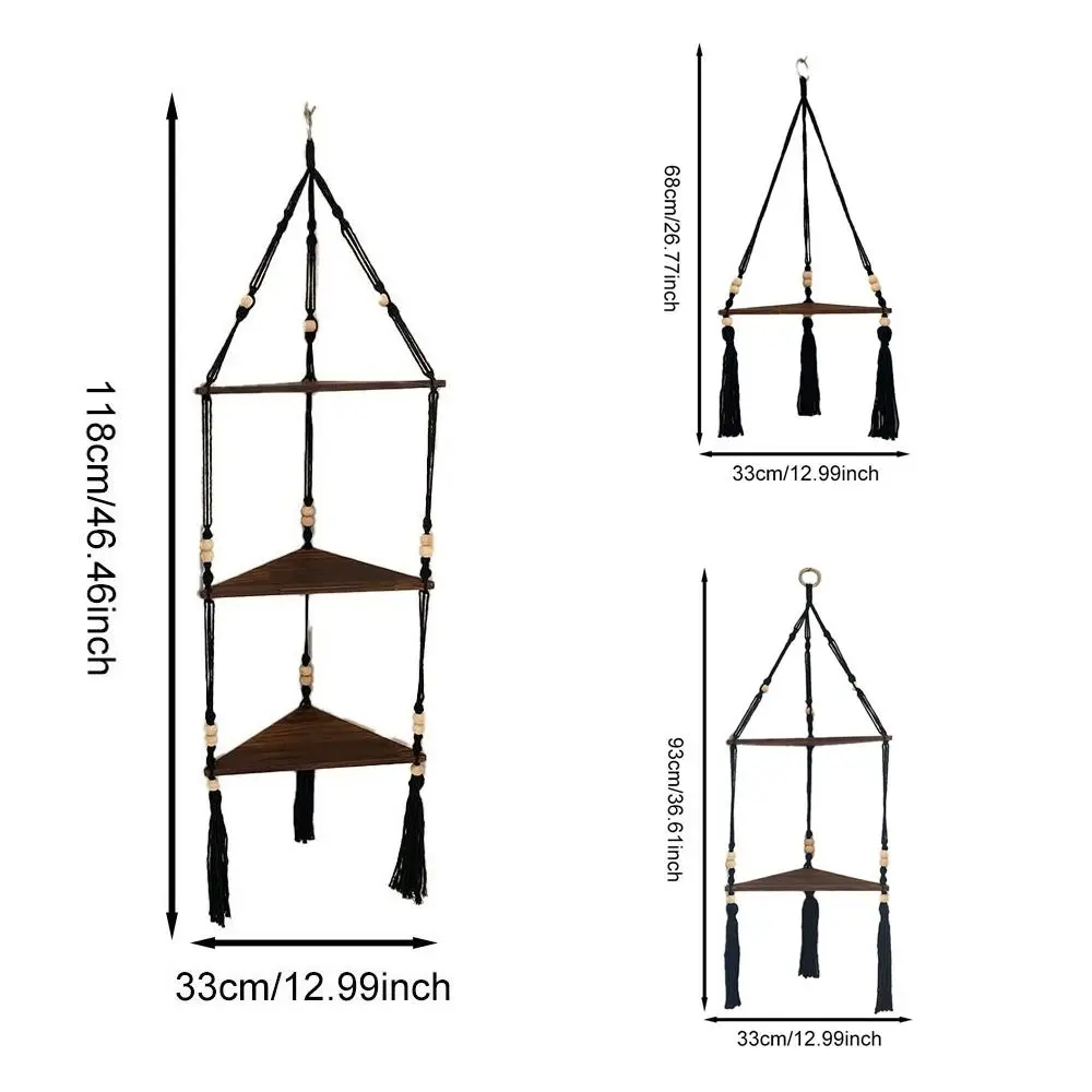 متعددة الأغراض هامش شرابة النبات السنانير المنسوجة يدويا بوهو النباتات المنزلية الشماعات بسيطة جدار قلادة اناء للزهور الجرف زارع الرف #6
