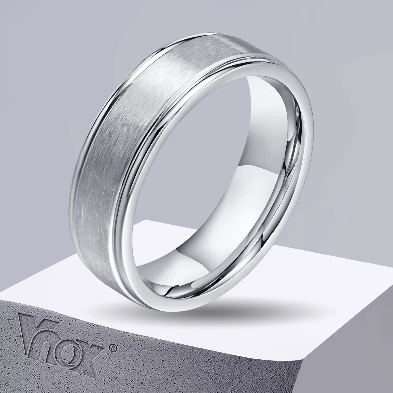 Męski pierścionek Vnox 6 mm z matową powierzchnią, klasyczna obrączka ze stali nierdzewnej, podstawowy, zwykły pierścionek unisex