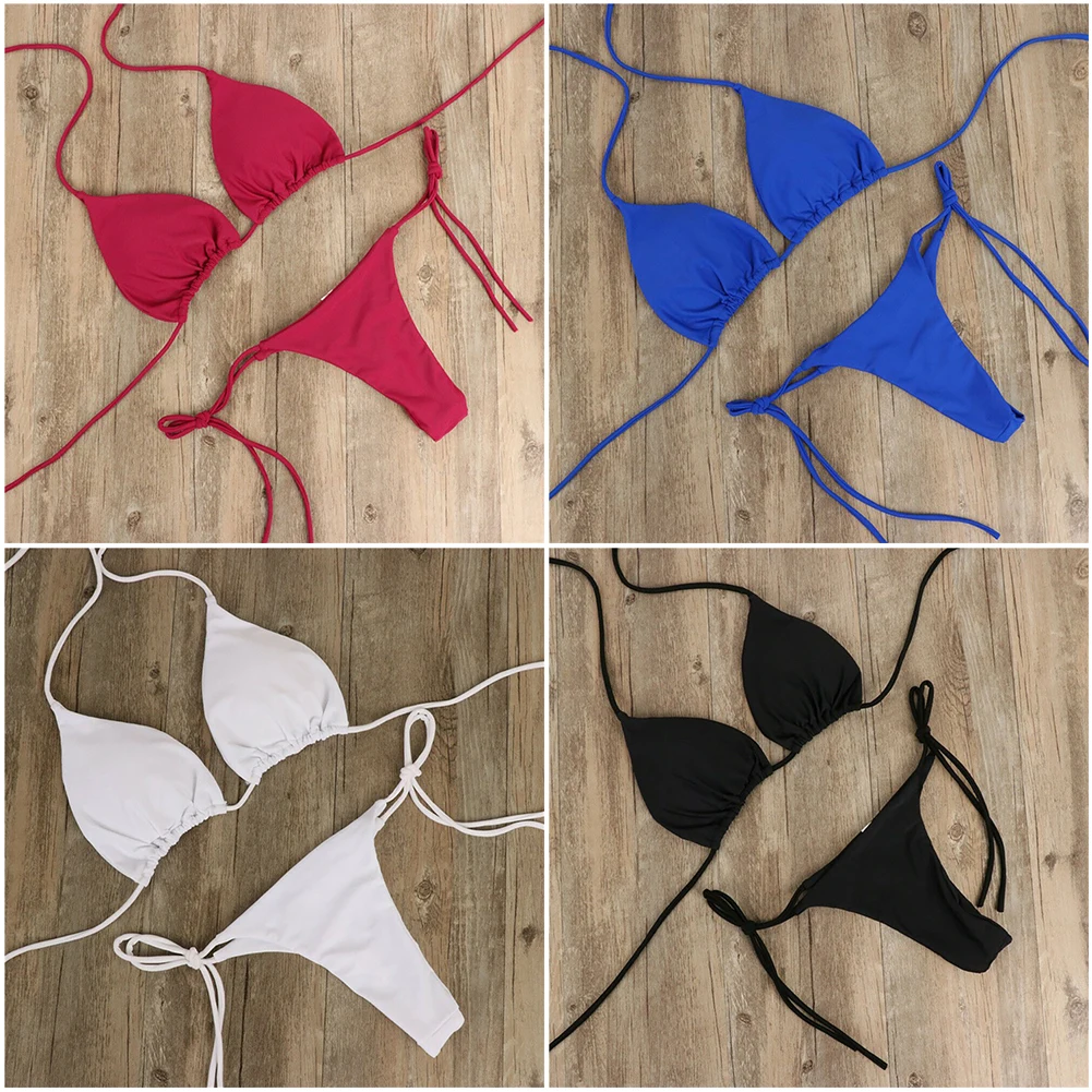 Summer Swimsuit Women Sexy Bikini Set Push-up Padded Bra Thong Two Pieces Swimwear Beachwear Bathing Suit Female Sexy Swimsuits