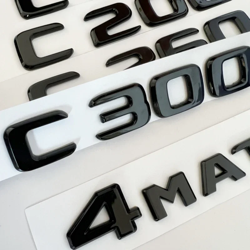 Car Trunk Letters Logo Alphabet Badge Emblem Sticker For Mercedes Benz C Class C43 C53 C63 C200 C260 C300 4 Matic W204 W205 W206