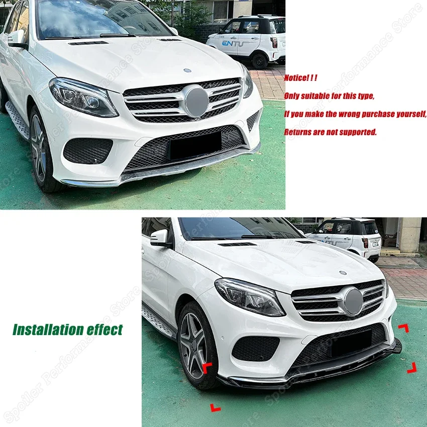 For Mercedes Benz GLE Class W166 GLE Coupe C292 2015-2018 AMG Front Bumper Spoiler Lip Gloss Black Lower Splitter Protector ABS