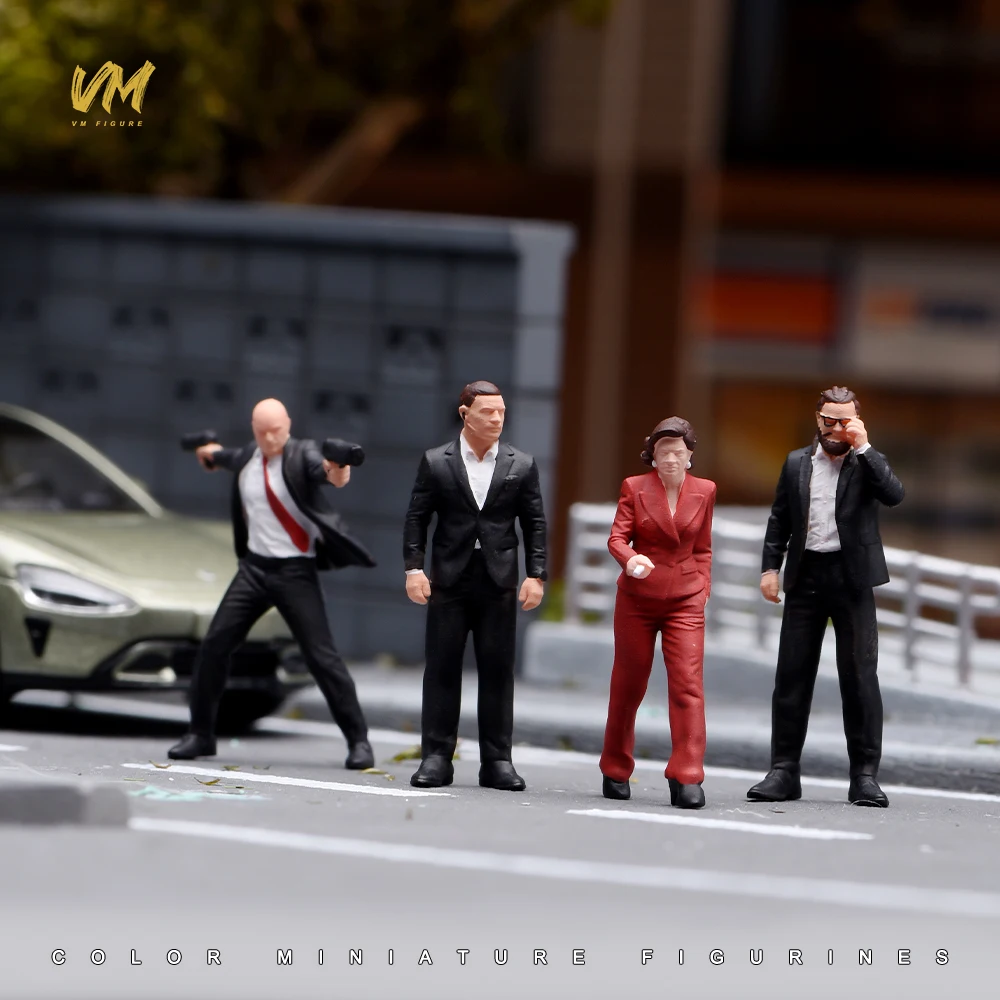Painted Miniature 1/87 1/64 1/43 1/24 1/18 Female Leader Travel Male Bodyguards Mini Doll Model Scene Prop Crafts Display