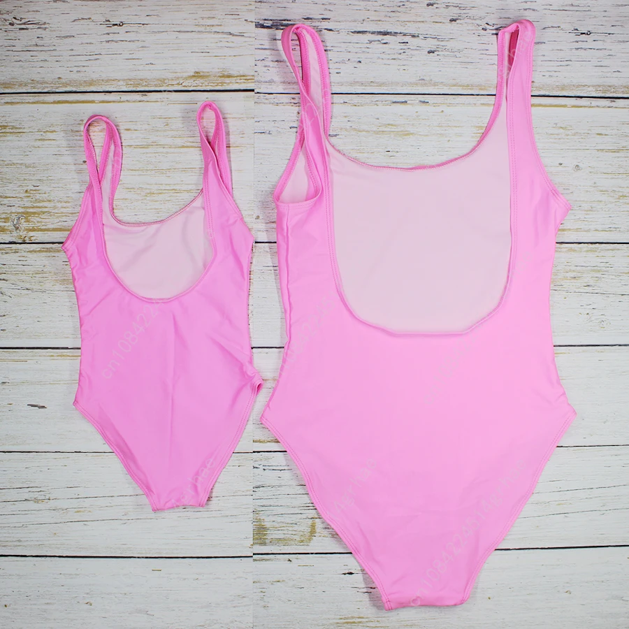 New Baby Swimwear Girls' One Piece Swimsuit I LOVE MOM Heart Letter Printing Bathing Suit Cute Mom Baby Bathing Suits Bather