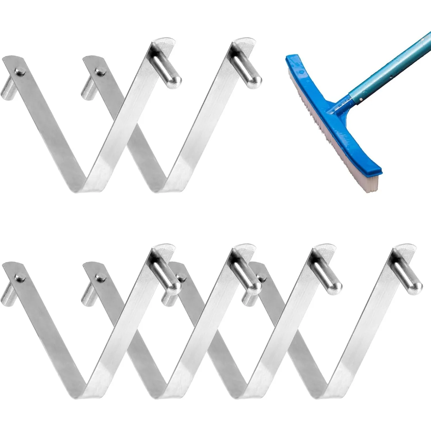 Pool Pole Clips Stainless Steel Pool Attachment V-Clip Pool Brush Clip For Swimming Pool And Spa Skimmer For Cleaning Equipment