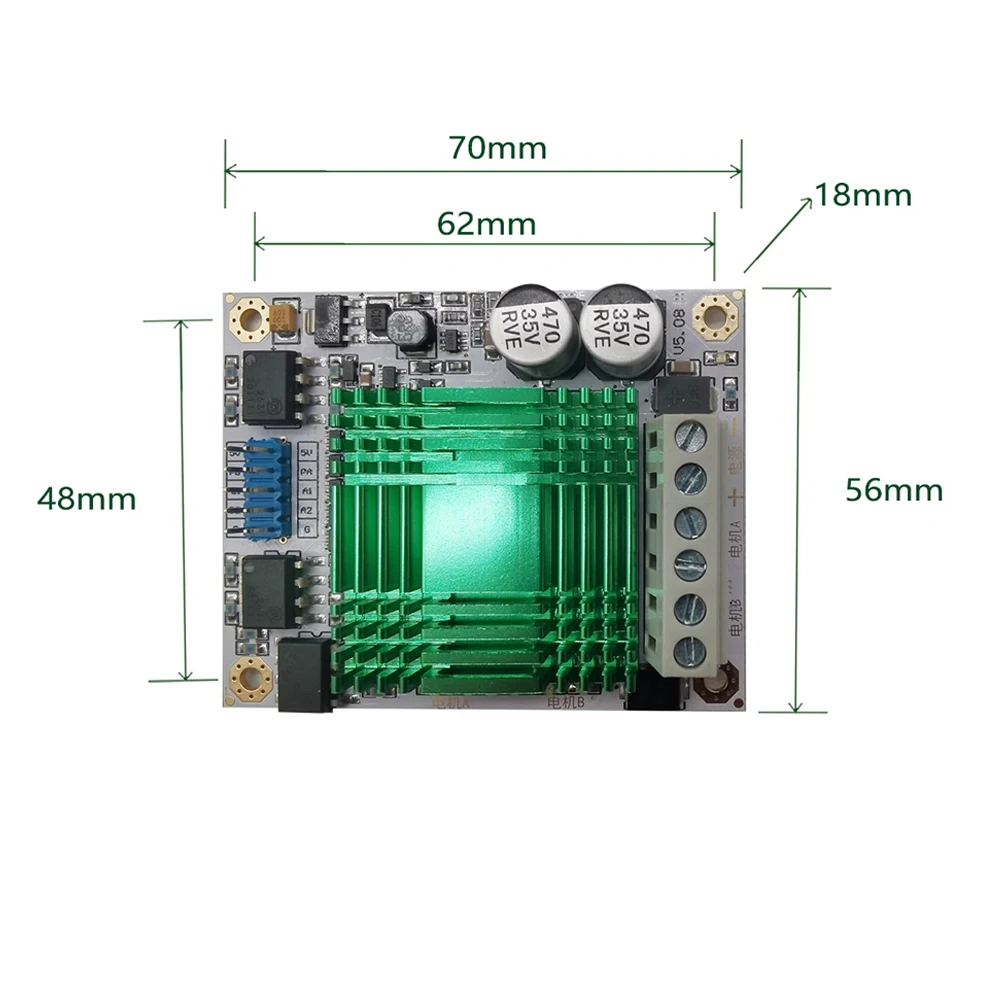 

Motor Drive Module DC Motor Driver 60A Dual Super Power H-bridge 60KHZ Switching Frequency Motor Driver for Robot Competition