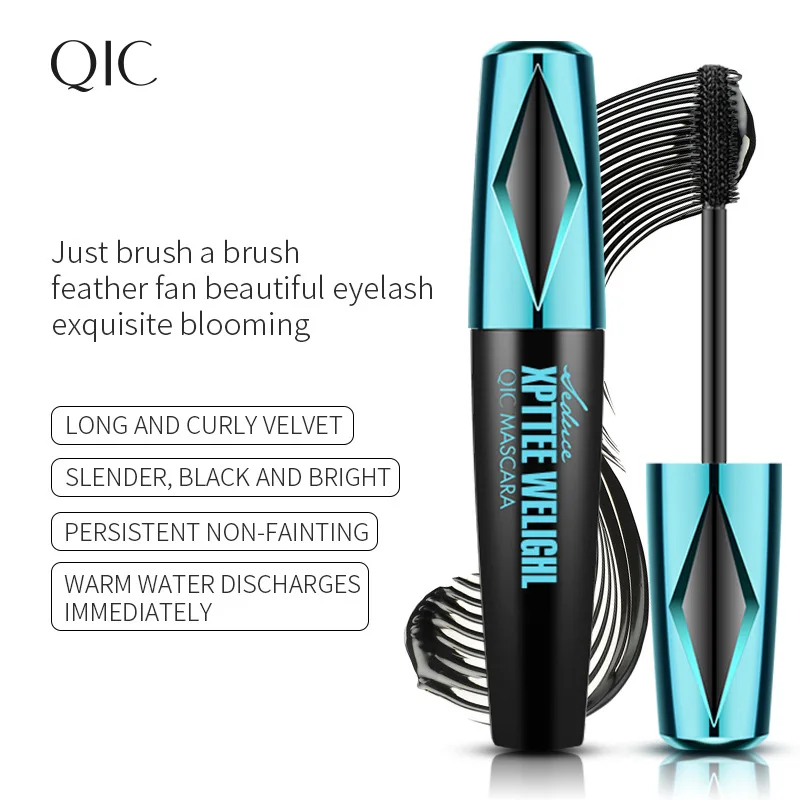 QIC Waterproof Mascara allungamento Mascara per ciglia naturali ricci spessi 24h duraturo senza sbiadimento moda vendita calda 4D Mascara 10ml