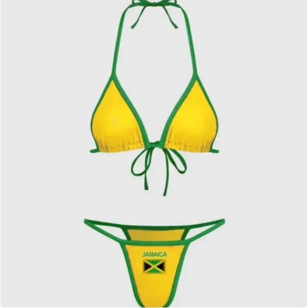 2024 Mode Jamaica Brazilië Vlag Contrast Split Bikini Set Sexy Vrouwen Badmode Patchwork Badpak Hottie Outfit Beachwear