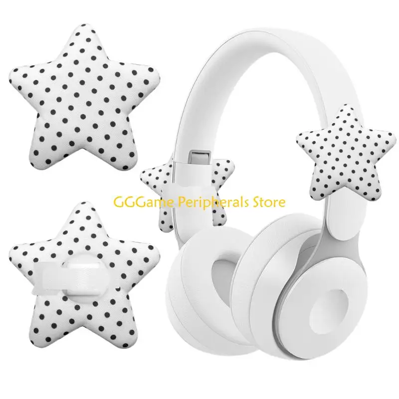 

U55B Black White Star Pattern Headband Earphone Decorative Cloth Ornaments