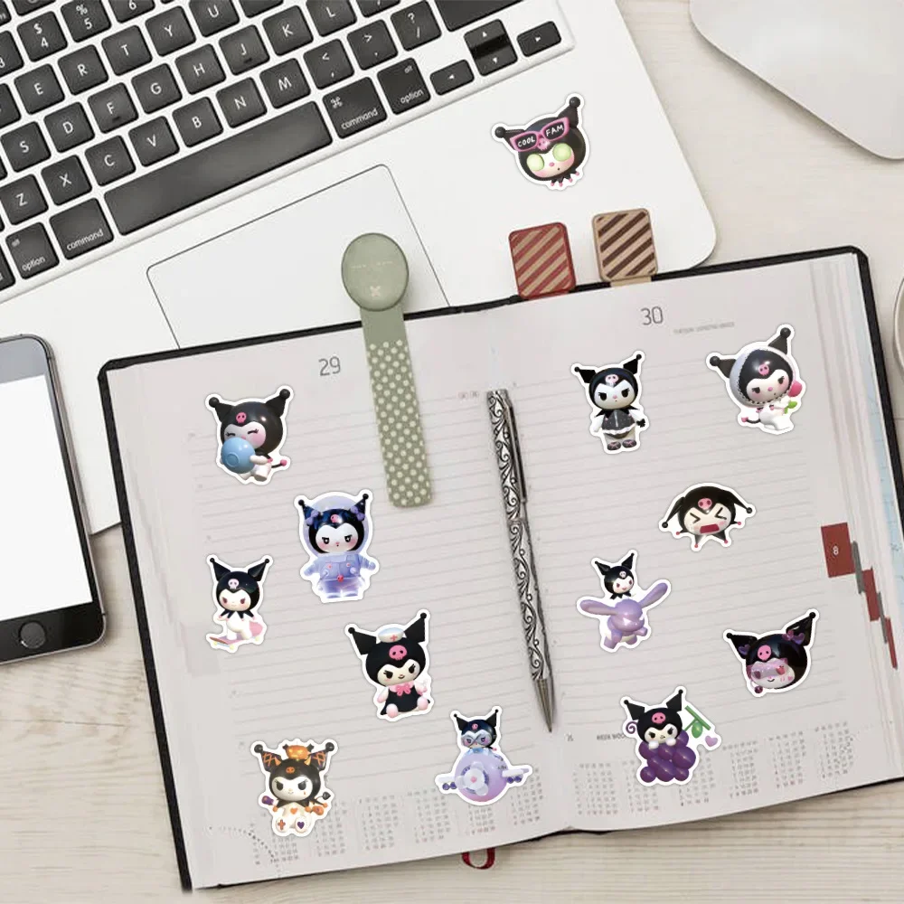 Sanrio Kawaii Kuromi Adesivos para Crianças, Decalques de Scrapbook, À Prova D \'Água, Graffiti, Laptop, Mala, Guitarra, Motocicleta, 10 Pcs, 25 Pcs,