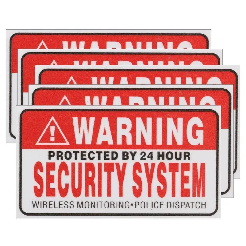 

6 Pcs/Set Warning Protected By 24 Hour Security System Stickers Saftey Alarm Signs Decal Warning Mark Waterproof 9cm*5cm