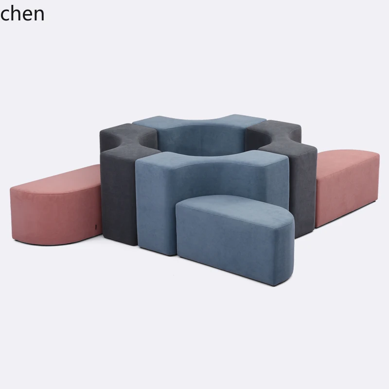 CZ Morandi Velvet Fabric Sofa Stool Creative Freely Combined Stool Artistic Semi-Circular Low Stool