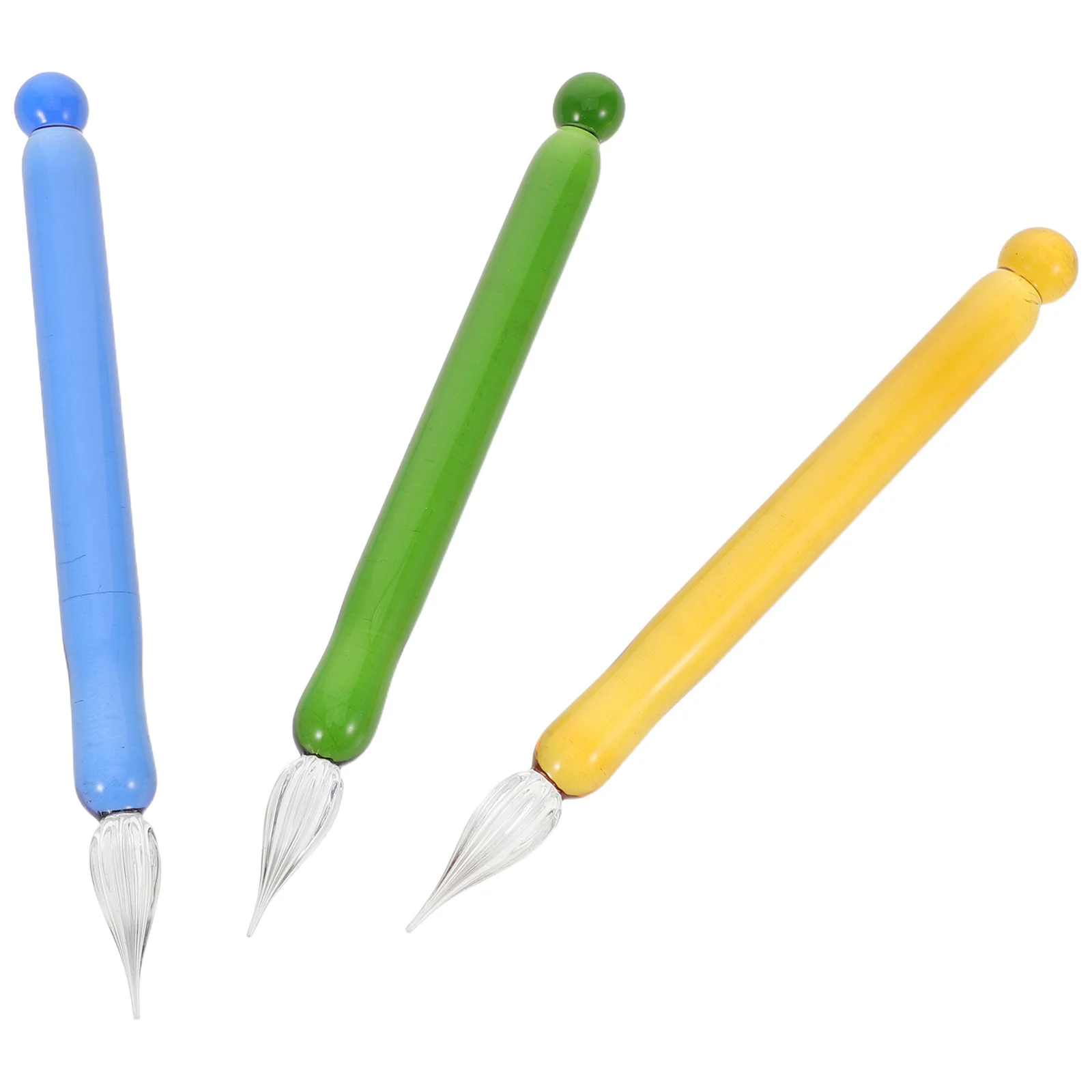 

3Pcs Transparent Glass Dip Pen Set Artistic Colored Crystal Calligraphy Pens for Students Teachers Journaling Drawing