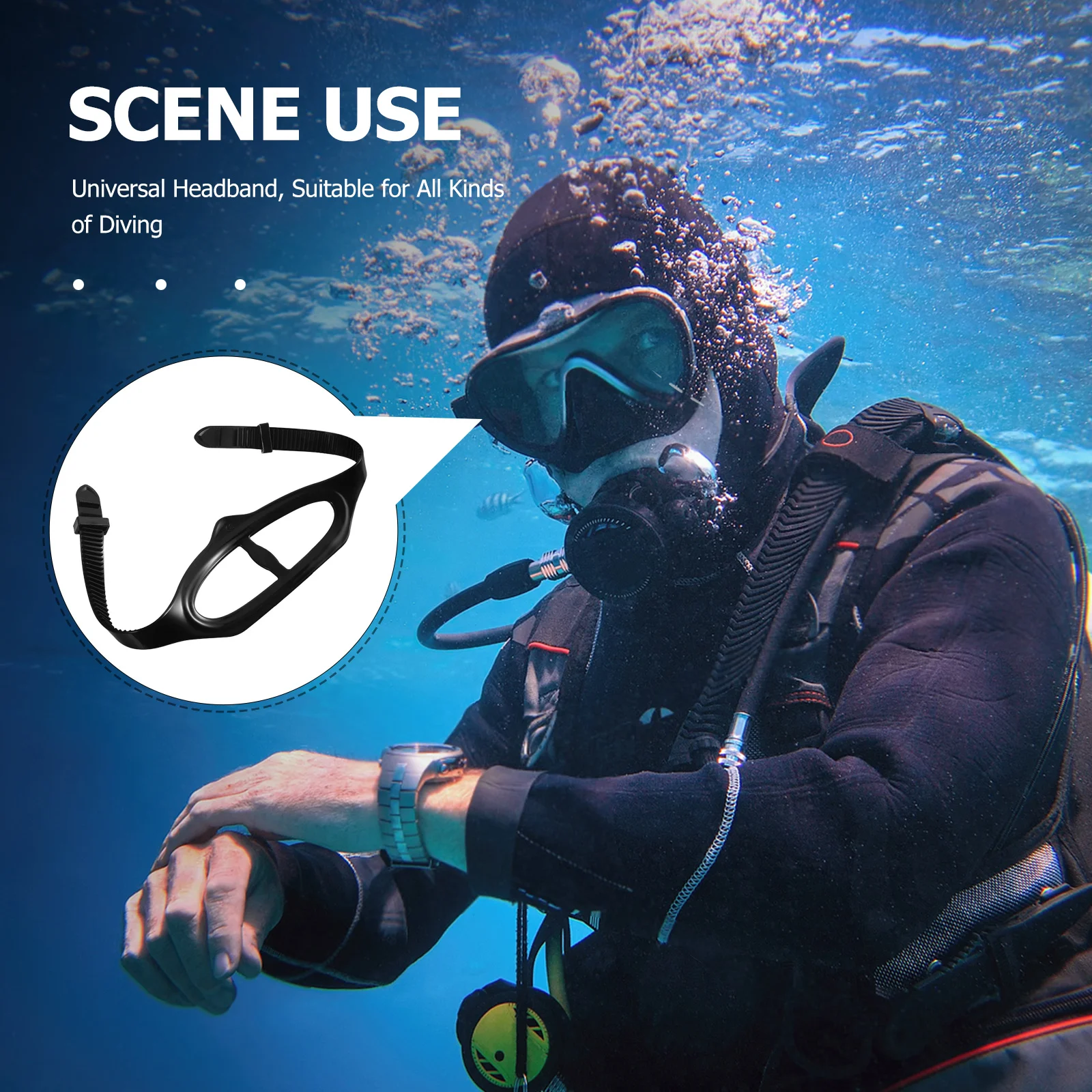 2 Stück Silikonarmband: Ersatz-Schnorchel-Stirnband für Tauch-Schwimmbrillen, universell verstellbare Tauchmaske