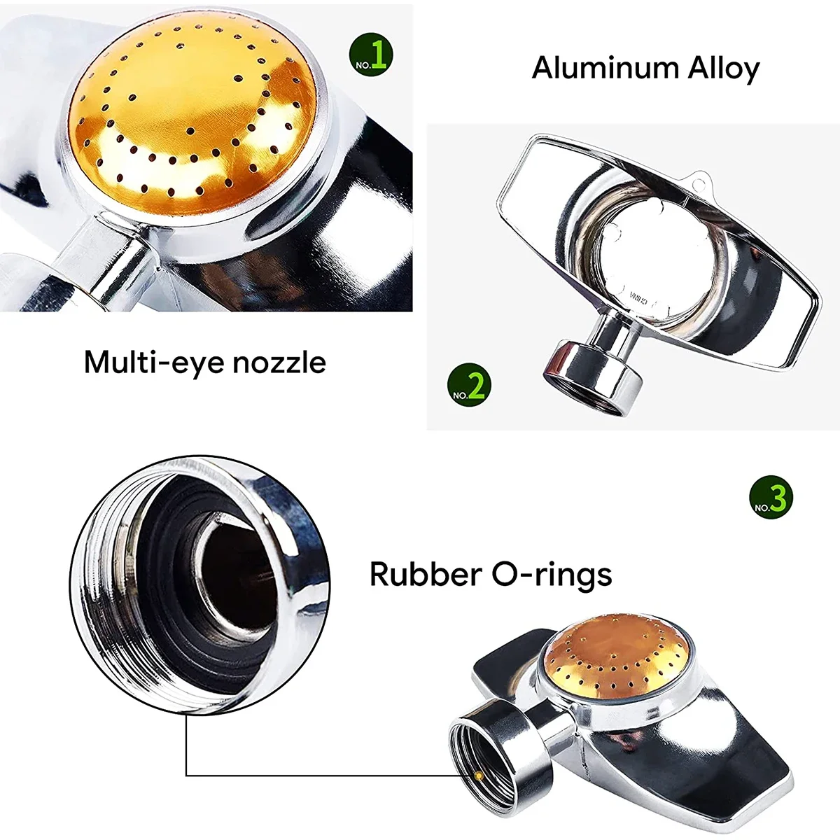 Zraszacz ogrodowy 360 ° zraszacz z metalowymi plamkami do nawadniania do nawadniania z delikatnym przepływem wody dla większości węży ogrodowych