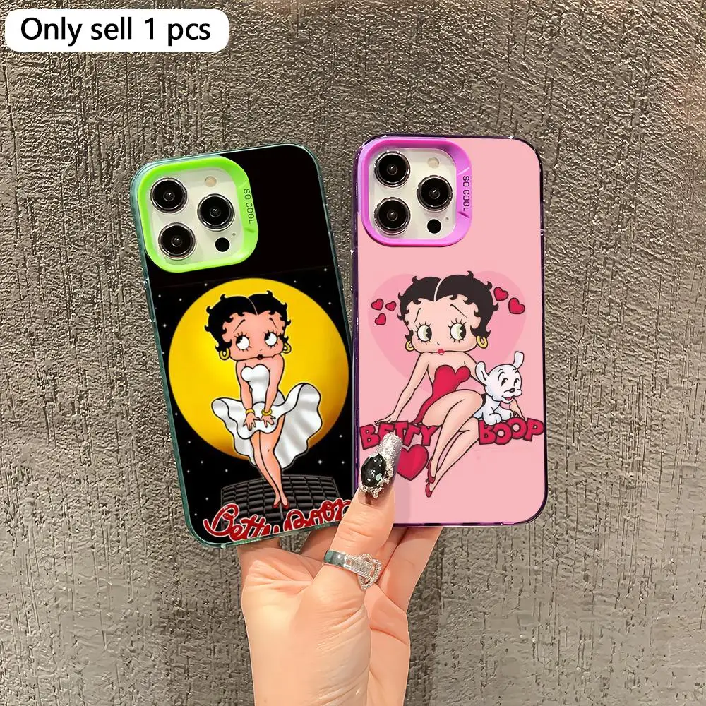 

Cute Betty Boop doll phone case, magnetic transparent shockproof phone case, compatible with iPhone 17/16/15/14/13/12/11