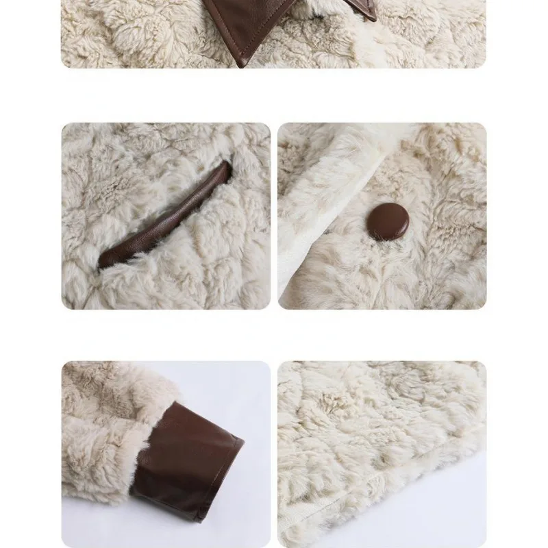 2024 New Office Lady Little Fragrance Lambswool Jacket Women's Autumn Winter Sense Luxury Thickened Warm Short Plush Top Surcoat