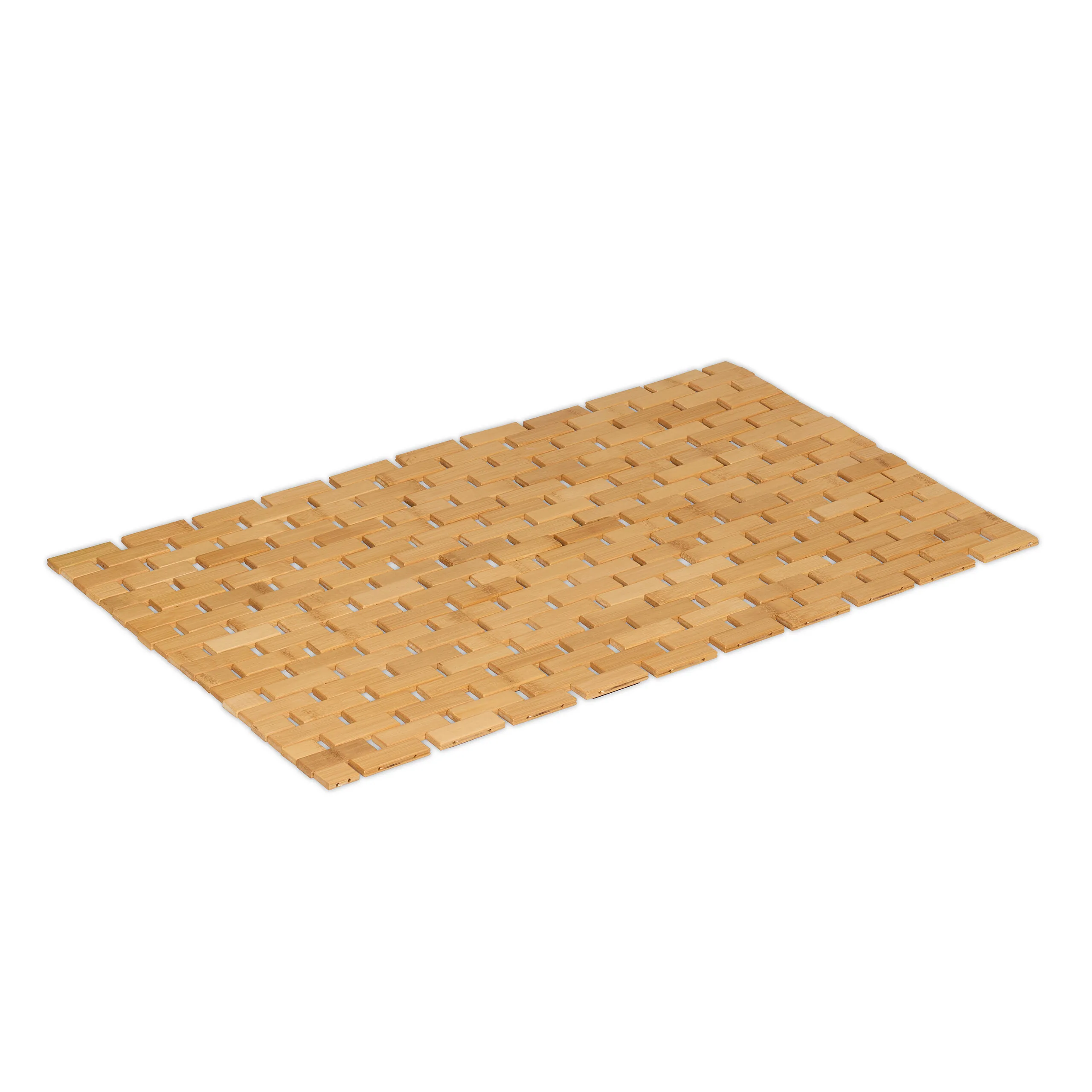 Tappetino da bagno, pieghevole, per bagno, doccia e sauna, in bambù, naturale, antiscivolo, idrorepellente, con motivo a griglia, 70 x 42 cm, Relaxdays.