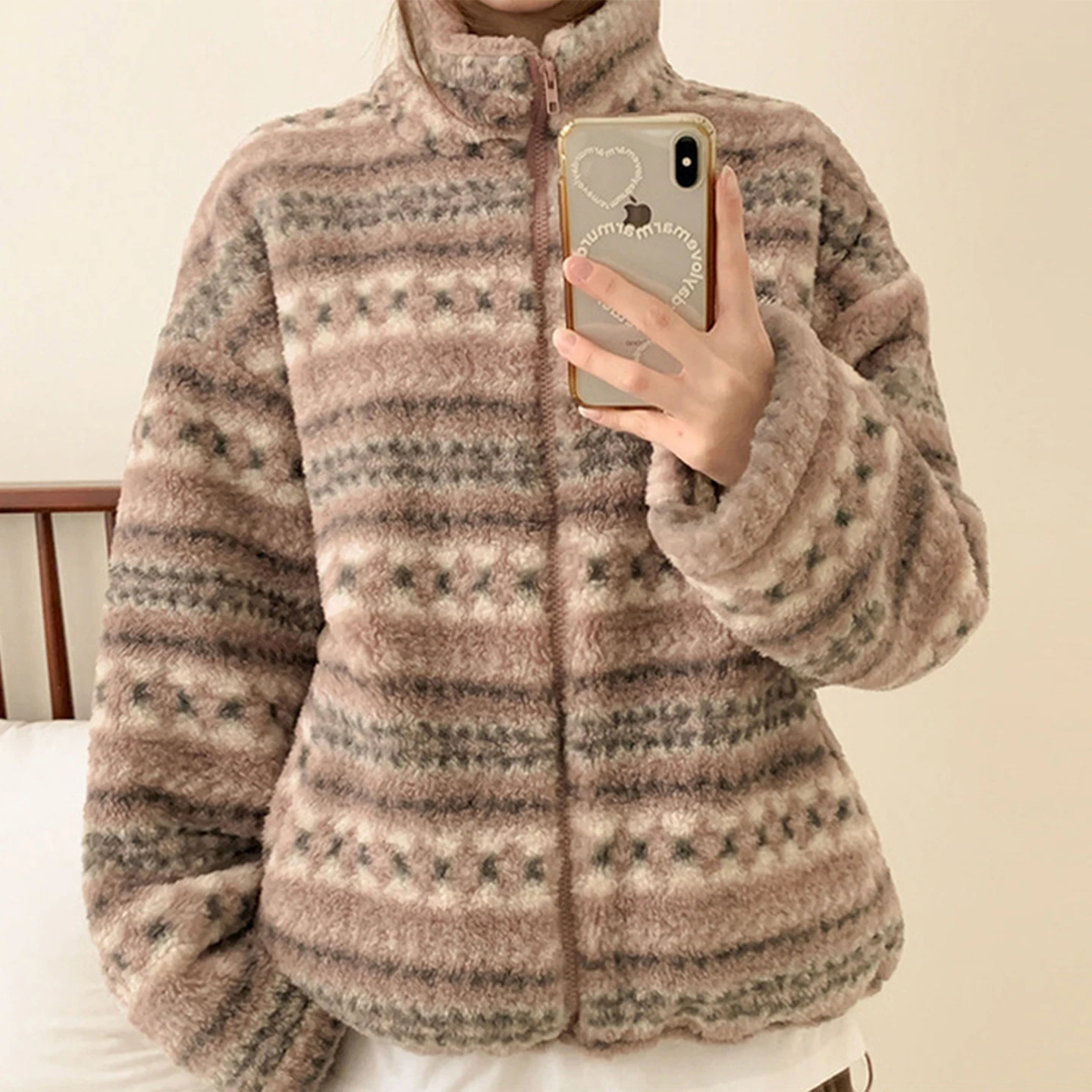 الرجعية معرض جزيرة متماسكة الدافئة فرو الضأن ort Jaet المرأة شتاء جديد Dstring تنوعا ملابس قطنية الكورية Sle فضفاضة تناسب