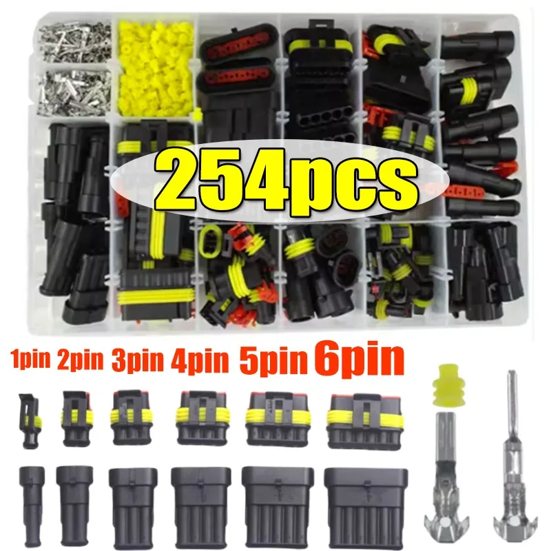 

Комплект быстроразъемных электрических клемм 1-6 контактов, водонепроницаемые соединители для автомобилей и судов, автомобильные аксессуары, 96/240/254 шт./набор