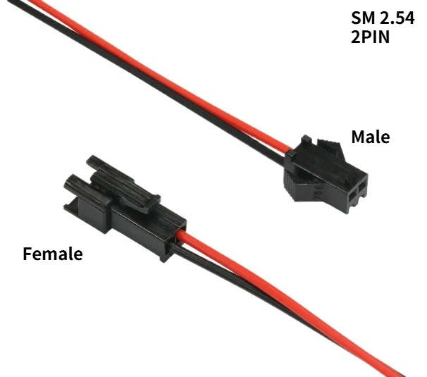 SM2.54 2P 2Pin Plug Socket Male To Female Wire Connector LED Strips Lamp Driver Connectors Cable Quick Adapter Wire Length 100MM