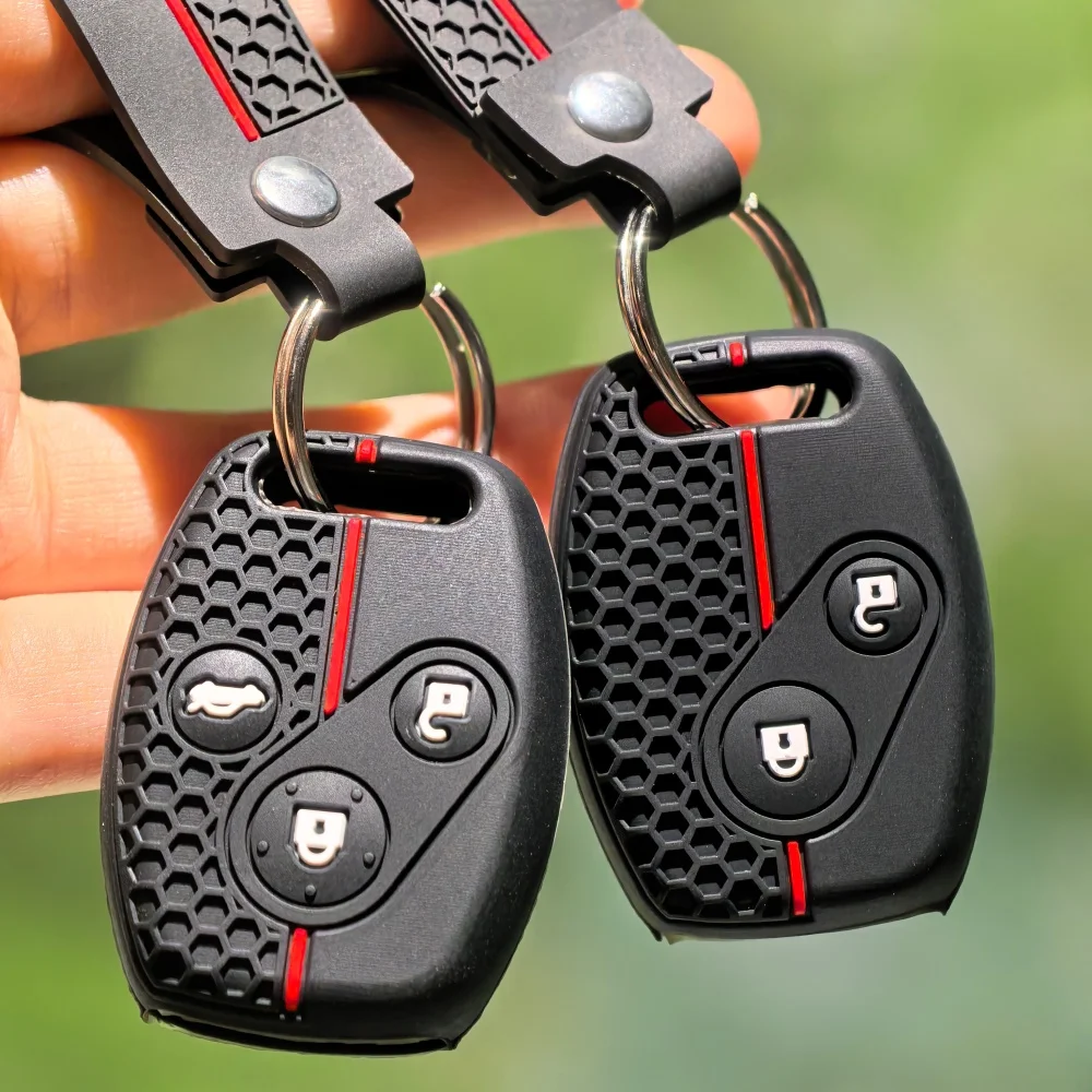 Key Fob Case Keychain For Honda Civic 4D Jazz Gr8 CR-V SRV FRV Fit CSX Chord 7 Accord Emblem Extra Screw Silicone Protection