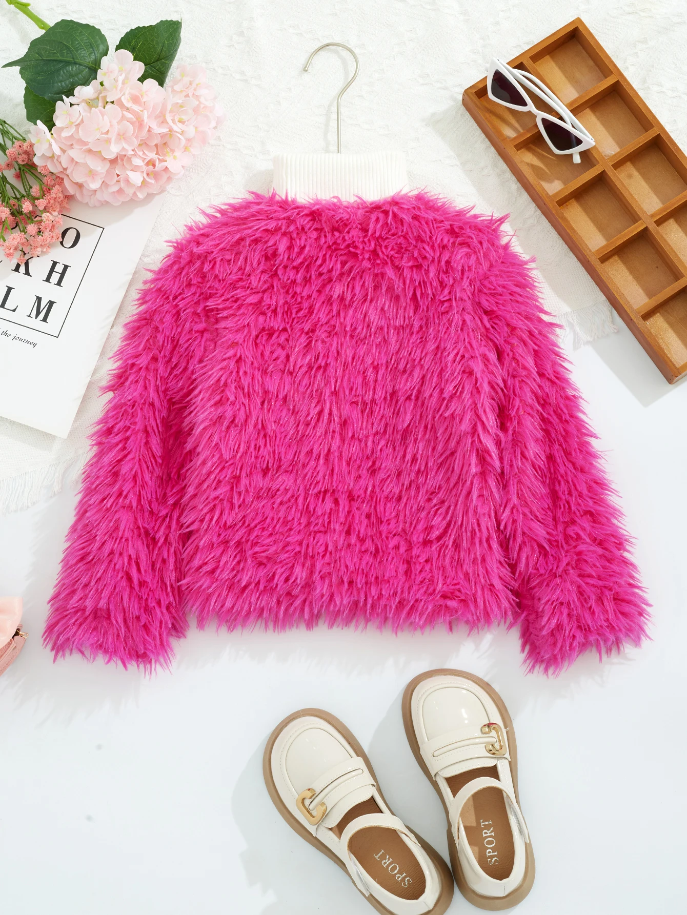 Autumn/Winter Fashionable Girls Solid Color Furry Anti Fur Fur Fur Thick Coat Versatile Trend European And American Cardigan Top