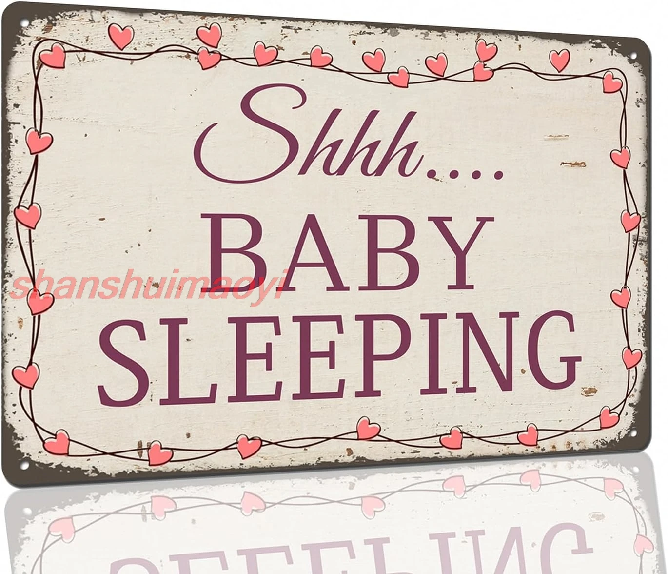 Baby Sleeping Sign for Front Door - Shhh Baby Sleeping Door Metal Sign - Do Not Knock or Ring the Bell Sign - No Solicit ALIMAO