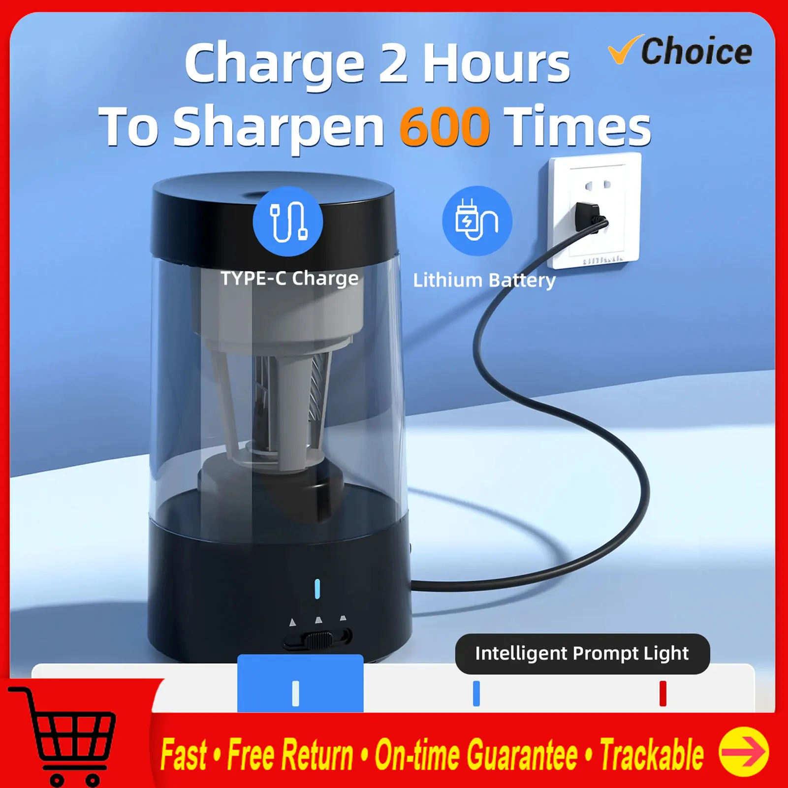 

Automatic Electric Pencil Sharpener Portable Battery Powered for 6-8mm Pencil Support Hexagonal/ Triangular/ Round Pencils