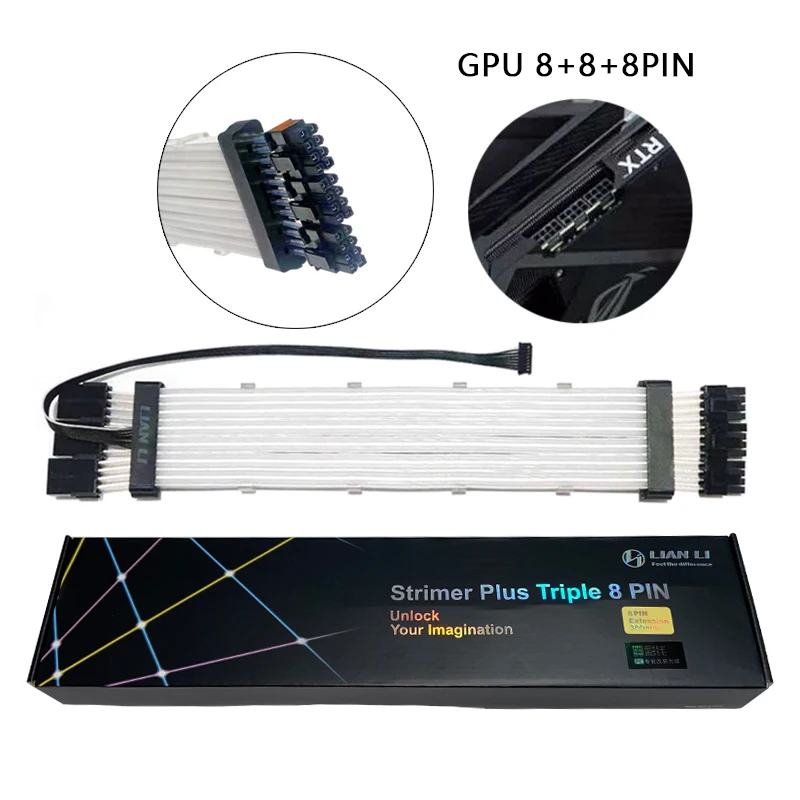 Imagem -06 - Lian li Strimer Plus Cabo de Extensão 5v A-rgb Use para Motherboard Atx 24pin Pci-e Gpu 8pin Mais 8pin Cabo de Transferência