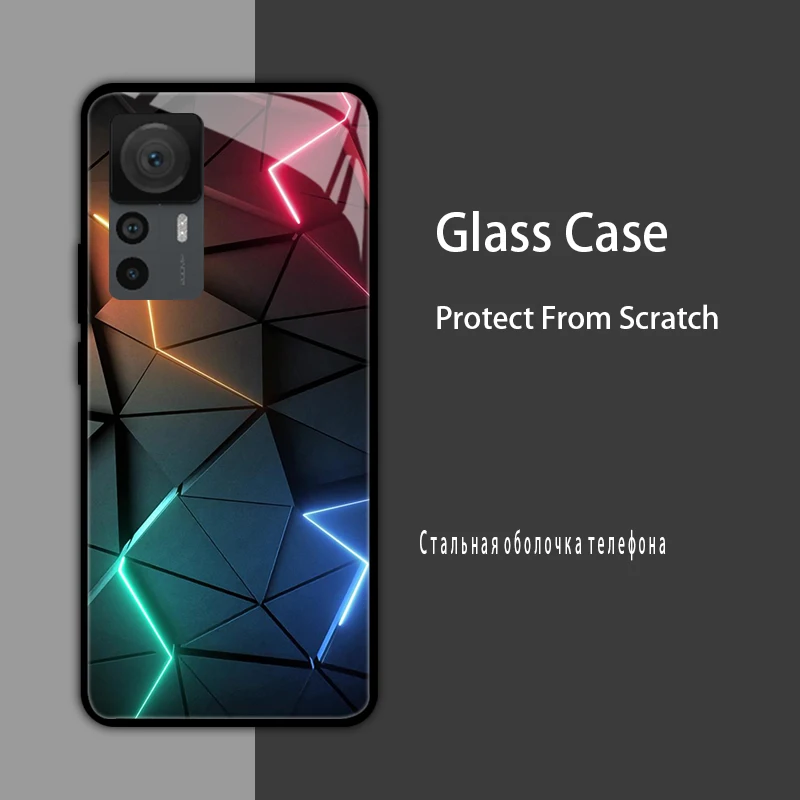Tempered Glass Cases For Xiaomi 12T 12S 12X Case Hard Phone Back Cover for Xiaomi 11T 10T 12T Pro 11 12 Lite Protection Shells
