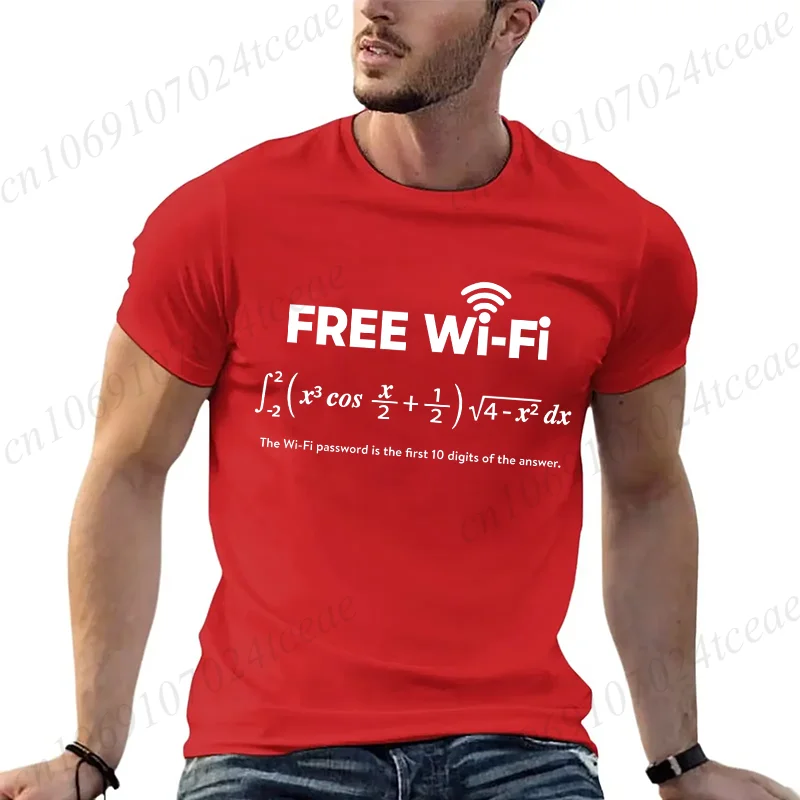 Men's Tops Mens Free WiFi T Shirt Funny Nerdy Math Equation Graphic Novelty Tee Short Sleeves Tops Street Short Sleeves Clothing