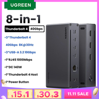 UGREEN Thunderbolt4 Docking Station 8-in-1 40Gbps HUB with 3xThunderbolt 4 Dual 4K60Hz Single 8K30Hz 1000Mbps for MacBook Laptop