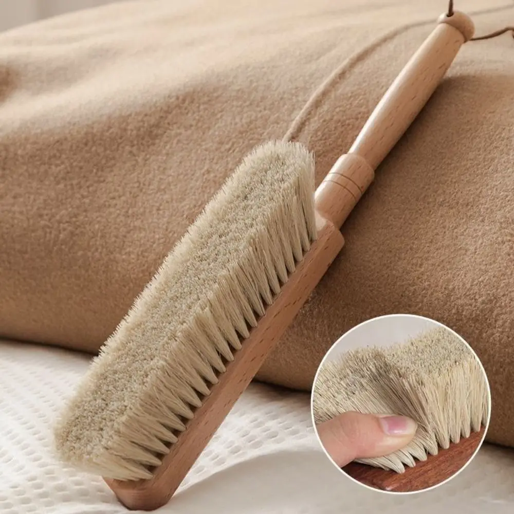 Soft Bristle Bed Brush Beech Wood Anti-static Dust Removal Brush No Residue Long Handle Sofa Brush Household Cleaning Artifact