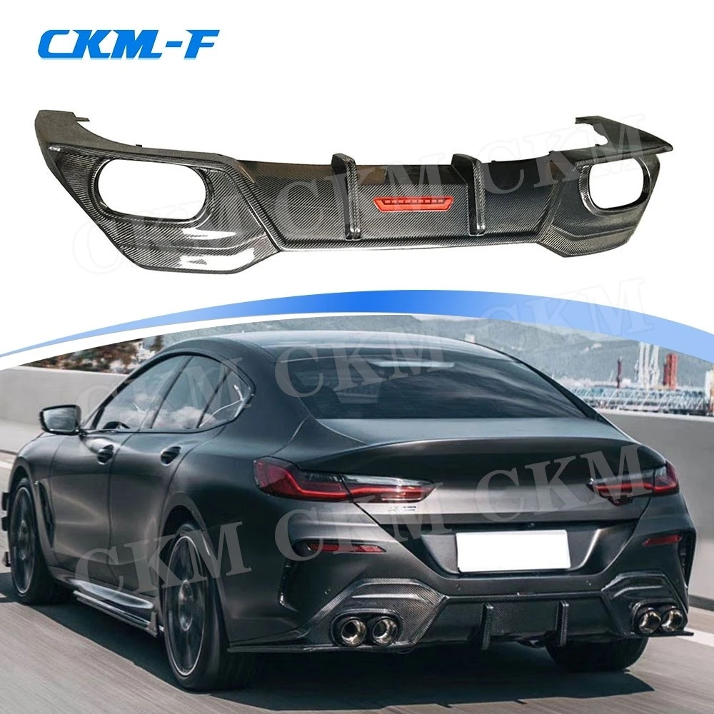 Dry Carbon Fiber Rear Bumper Lip Diffuser Spoiler With LED Lamp For BMW 8 Series 840i G14 G15 G16 2019 2020 FRP Car Accessories 