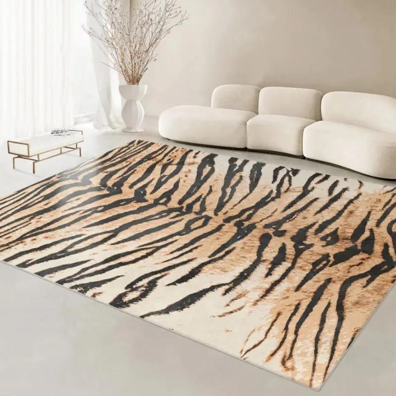 Zebra Pattern Plush Carpet For Living Room Non-Slip Bedroom Black White Tiger Skin Fur Rug Home Absorbent Floor Mat Bathroom Rug