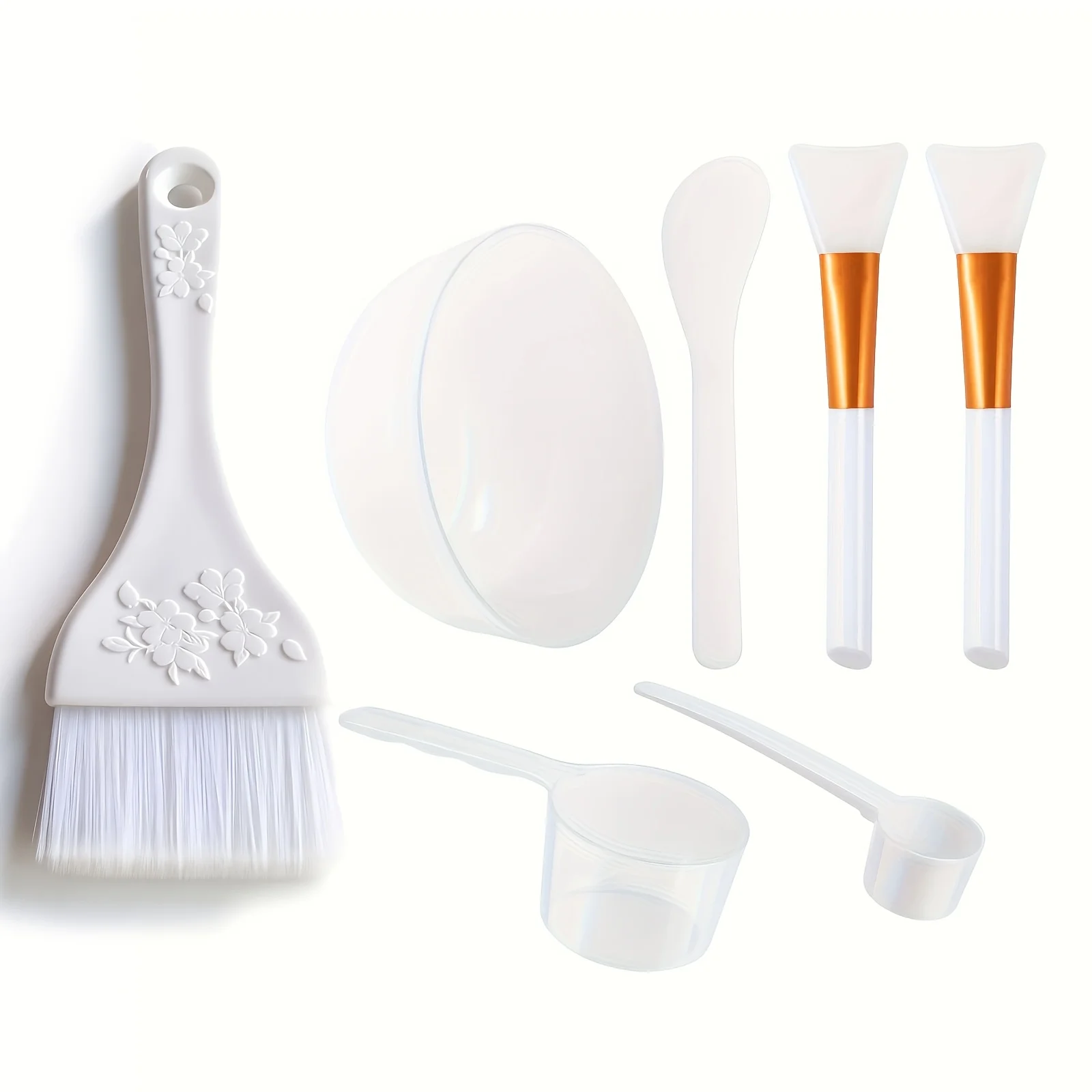 7-Piece Facial Mask Mixing Tool Set with Large Mask Brush, DIY Face Mask Bowl Kit with Spatula & Spoon for Home Skincare
