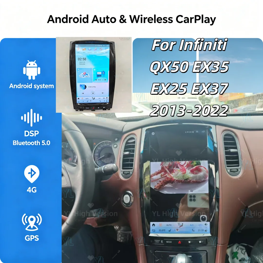 

13.8 inch Android 14 Touch Screen For Infiniti Qx50 Ex25 Ex35 2013-2022 GPS Navigation Stereo Multimedia Video 4G Car Radio Unit