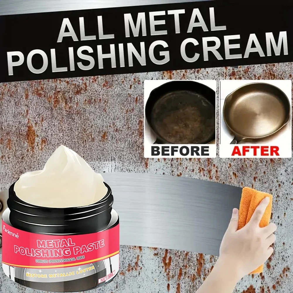 Pasta lucidante per metalli multiuso da 55 g per ferro, rame, acciaio inossidabile - Kit di lucidatura per ristrutturazione di superfici cromate antiruggine