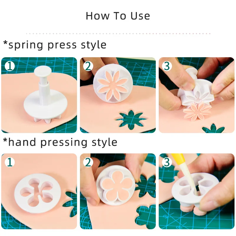 Fondant Cake Decorating Tool Cookie Embosser Mold Cartoon Sunflower Heart Shaped Biscuit Pastry Stamp Hand Press Baking Mould