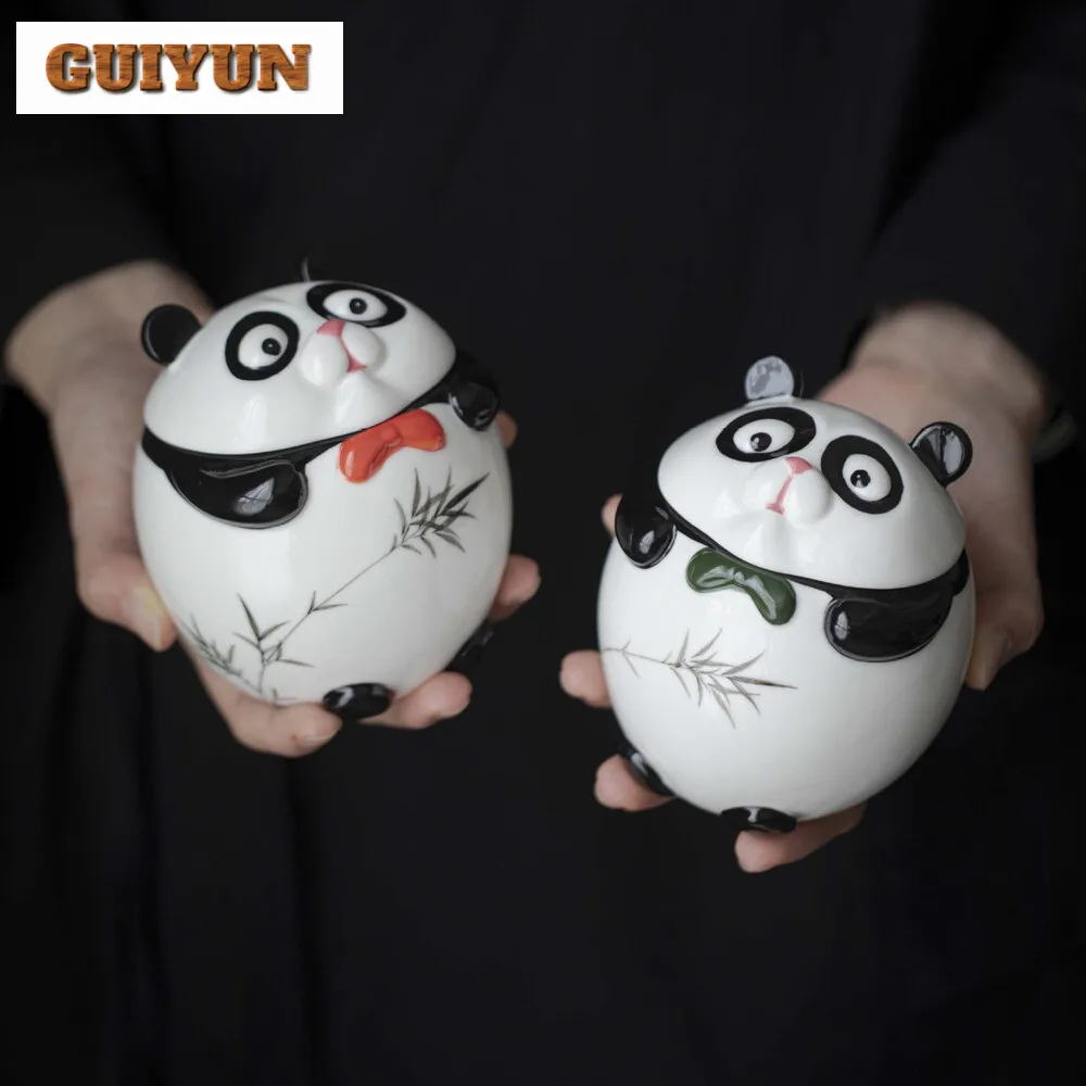 295ml Hand-painted Panda Tea Jar Creative Tea Box Organizer Antique Moisture-proof Storage Tank Containers Tea Collection Gifts