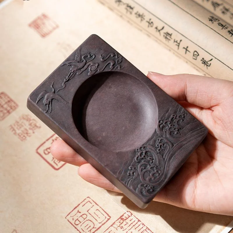

Calligraphy Inkstone Small Script Carving Natural Ink for Students Portable Ink Strip Ornaments for Writing and Art Enthusiasts