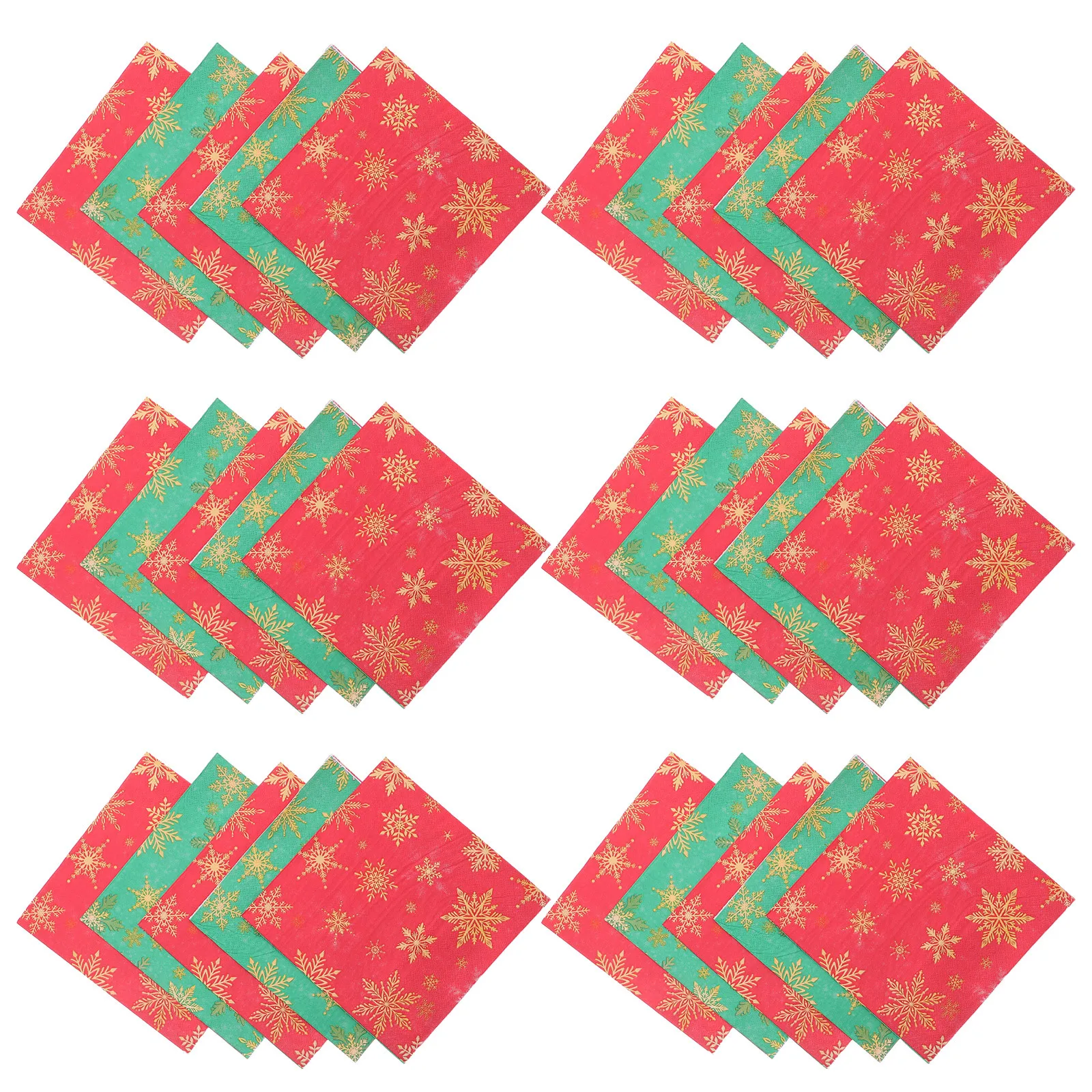 

100Pcs Red Green Snowflake Napkins Disposable Christmas Party Supplies Paper Dinner Napkins Holiday Table Setting