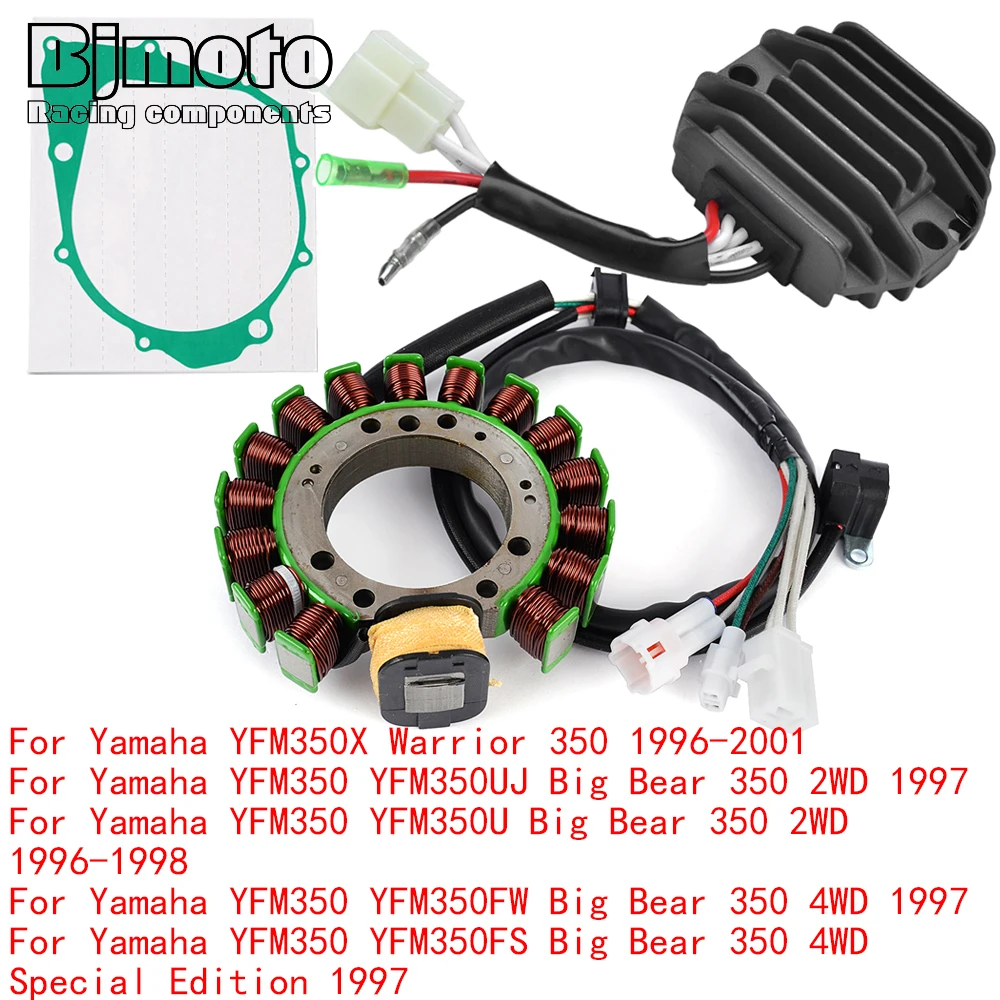 YFM350 Engine Stator Coil+Voltage Regulator rectifier For Yamaha YFM350 X FW Big Bear 350 4WD Warrior 350 1996-2001 With Gasket